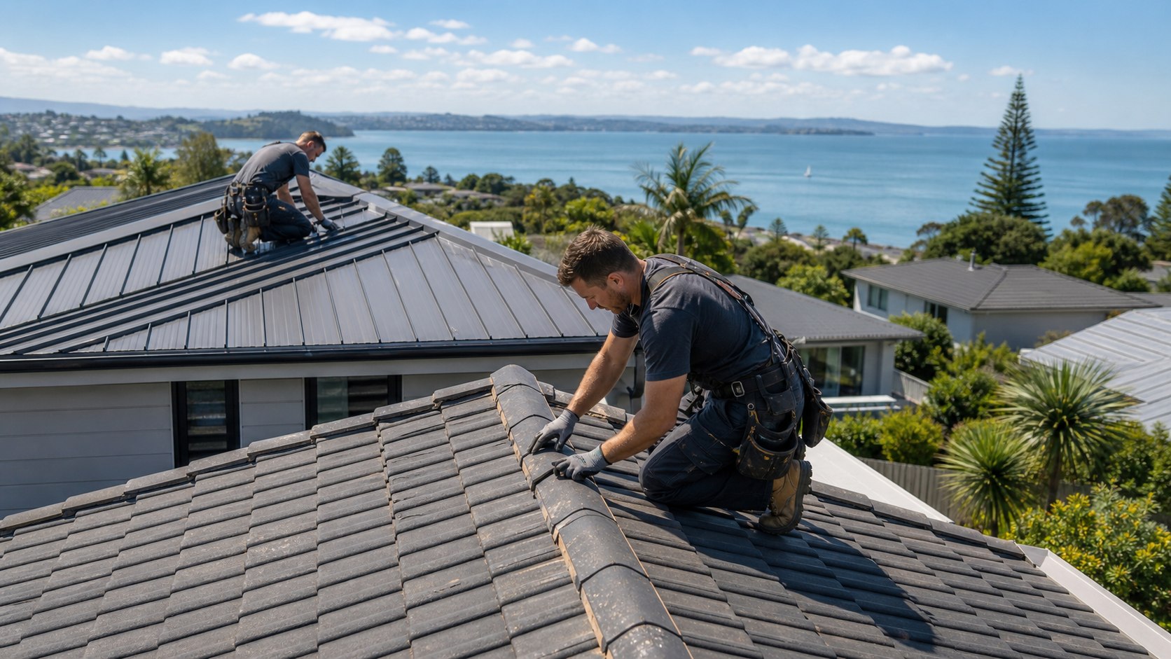 Roof repairs on a Northshore coastal home